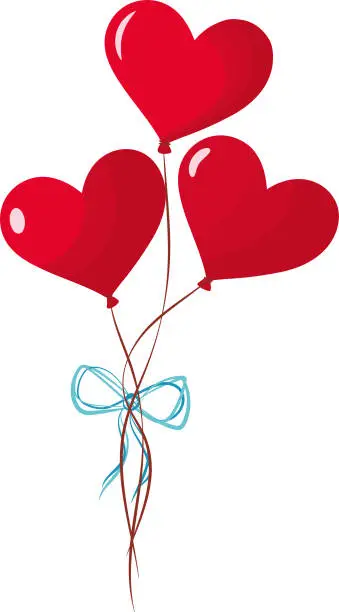 Vector illustration of Balloons in form of hearts. Valentine's Day. High quality vector illustration.