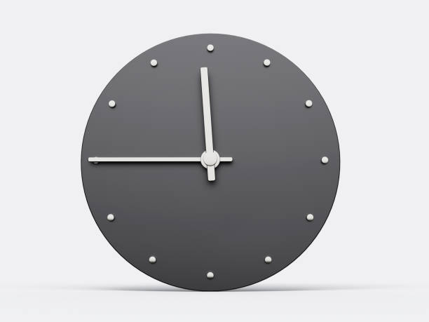 istock Simple clock gray 11:45 o clock quarter to twelve Modern Minimal Clock. 3D illustration 1465096816