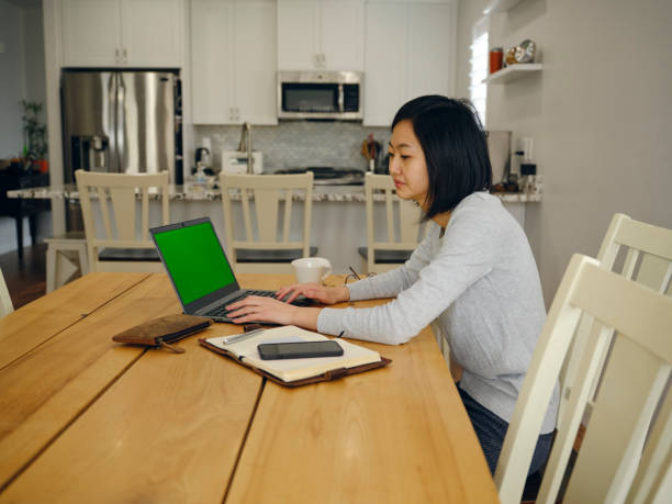 istock Woman in a Home Usuing a Laptop Computer and Smartphone 1465098306