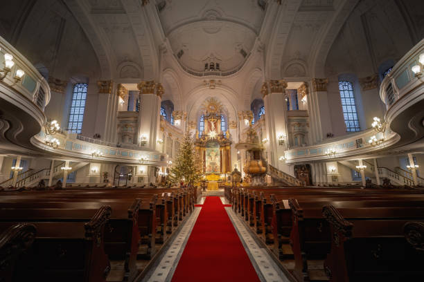 Hamburg, Germany - Jan 09, 2020: St. Michael Church Interior - Hamburg, Germany