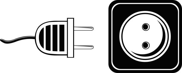 ilustrações, clipart, desenhos animados e ícones de plugue de desenho vetorial e tomada de parede - network connection plug