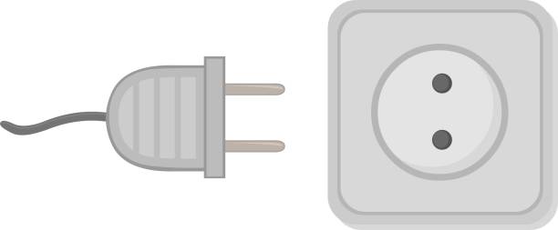 ilustrações, clipart, desenhos animados e ícones de plugue vetorial e tomada de parede - network connection plug