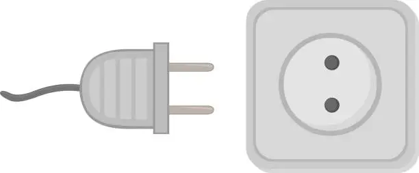 Vector illustration of vector plug and wall socket