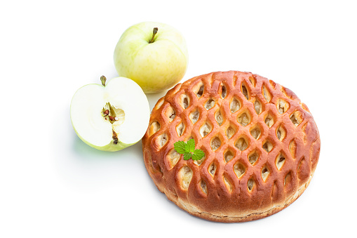 Delicious  freshly baked apple pie isolated on white
