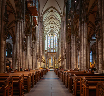 Cologne, Germany - Jan 28, 2020: Cologne Cathedral Interior - Cologne, Germany