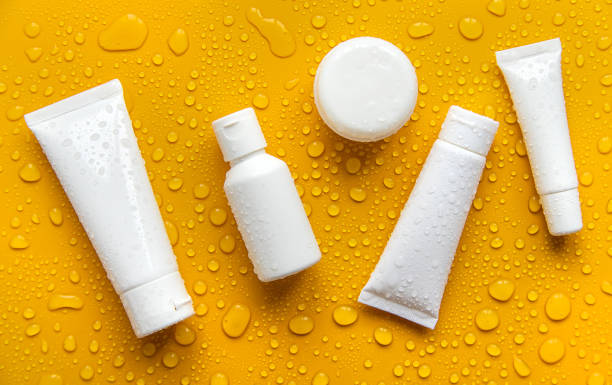 istock Cosmetics with moisturizing on a wet background. Selective focus. 1465110713