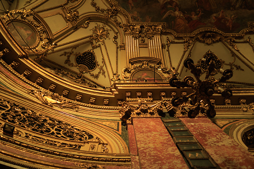 Interior of Italian baroque church in Turin