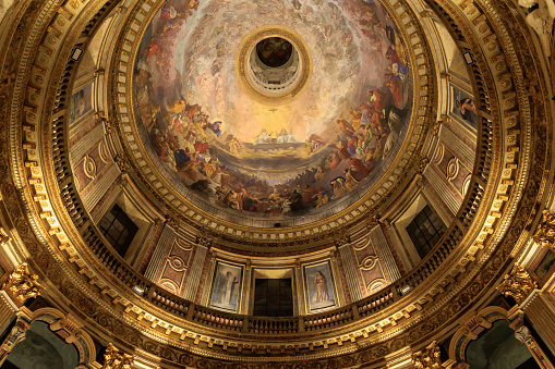 Interior of Italian baroque church in Turin