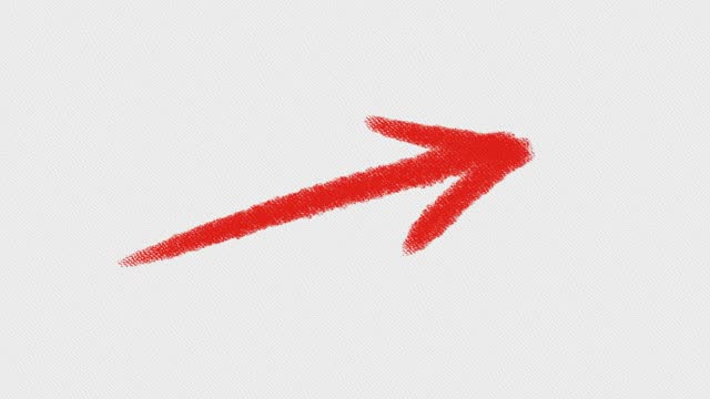 Arrow with drawing effect, marking, animated, hand drawn, design elements, ink brush, direction
