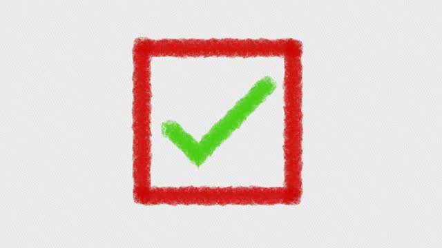 Animation of checkmark square, simple checkbox, tick, sign in symbol