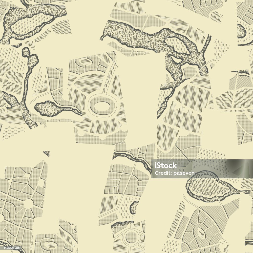 Patterned Maps Seamless Pattern With Collage Of Pieces Of Geographical Maps Stock ...