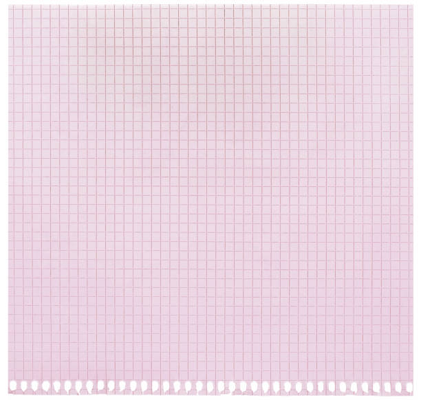 istock Checked spiral notebook page paper background, old aged pink chequered ring binder sheet flat lay copy space, horizontal squared pattern maths notepad, torn out isolated blank empty blocknote notepaper closeup, school concept metaphor, large detailed text 1465129825