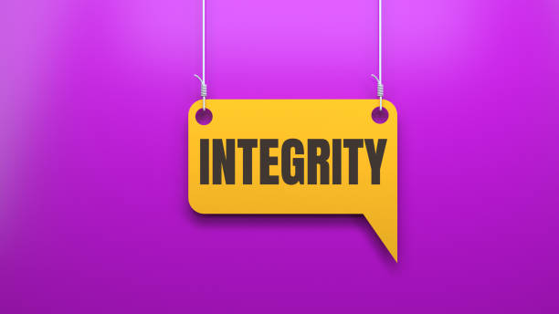 Integrity speech bubble Hanging bubble concept. simple living stock pictures, royalty-free photos & images