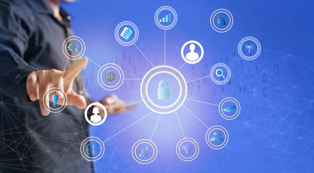 istock smart icon concept through the internet People use their smartphones to automatically check the technology network status. Exchange information for technology, communication and application security. 1465138947