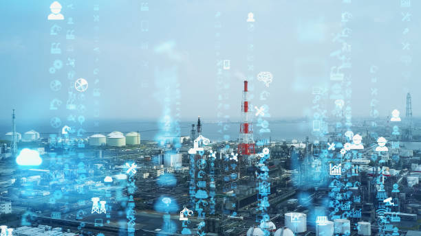 istock Industrial technology concept. Communication network. INDUSTRY 4.0. Factory automation. 1465155770