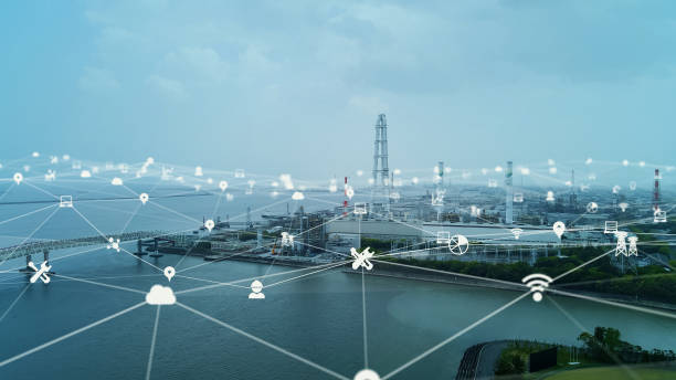 istock Industrial technology concept. Communication network. INDUSTRY 4.0. Factory automation. 1465155825