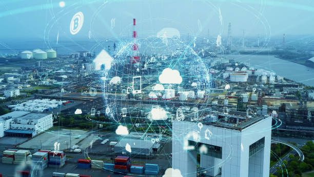 istock Industrial technology concept. Communication network. INDUSTRY 4.0. Factory automation. 1465155855