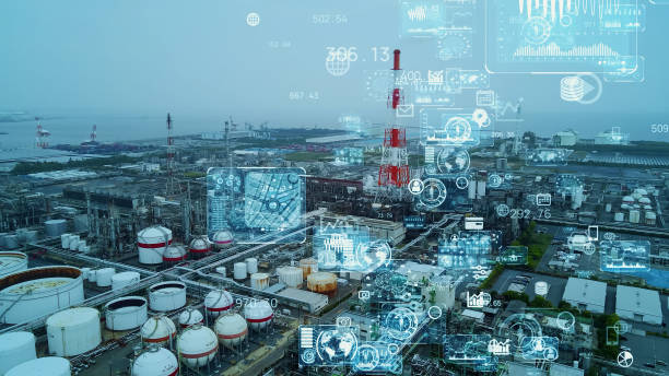 istock Industrial technology concept. Communication network. INDUSTRY 4.0. Factory automation. 1465155890