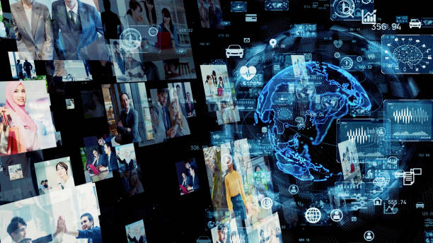 istock Digital contents concept. Social networking service. Streaming video. communication network. 1465159332