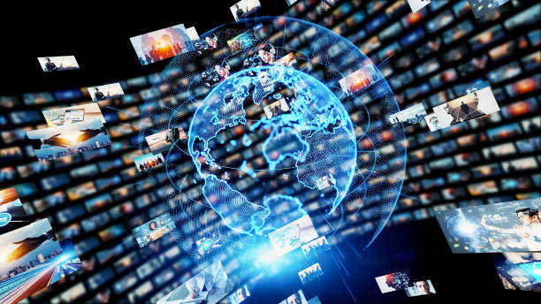 istock Digital contents concept. Social networking service. Streaming video. communication network. 1465159421