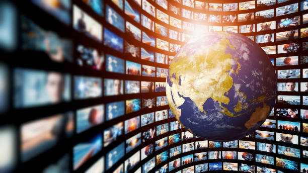 istock Digital contents concept. Social networking service. Streaming video. communication network. 1465159854