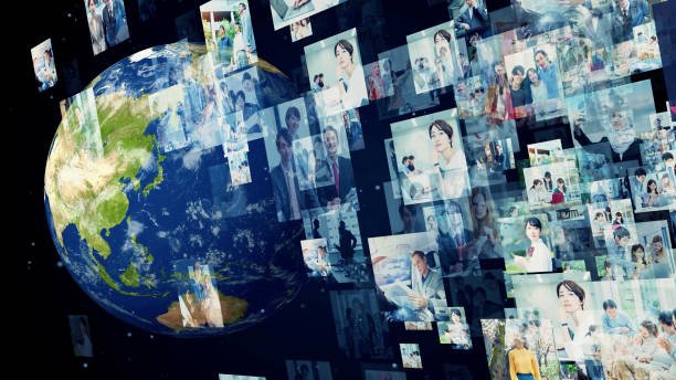 istock Digital contents concept. Social networking service. Streaming video. communication network. 1465159949