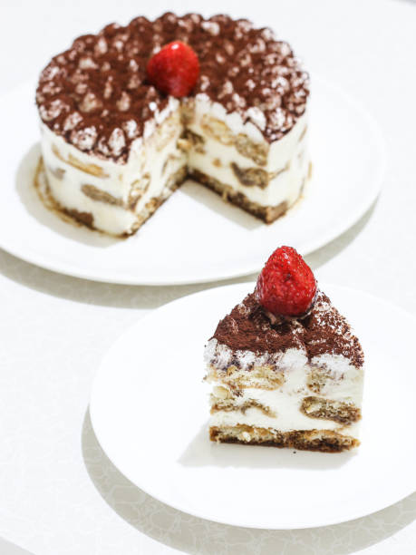 istock Tiramisu cake with chocolate powder topping. 1465170536