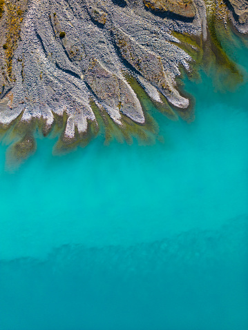 Aerial view of water calm rippled surface background.