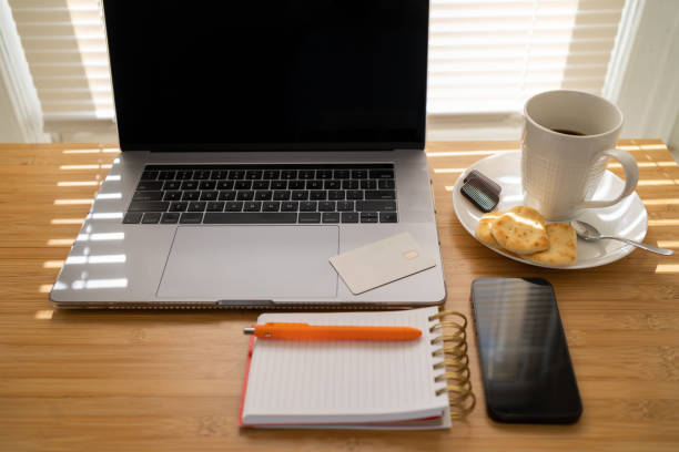 istock Home office desk with computer and cellphone on the table 1465179605