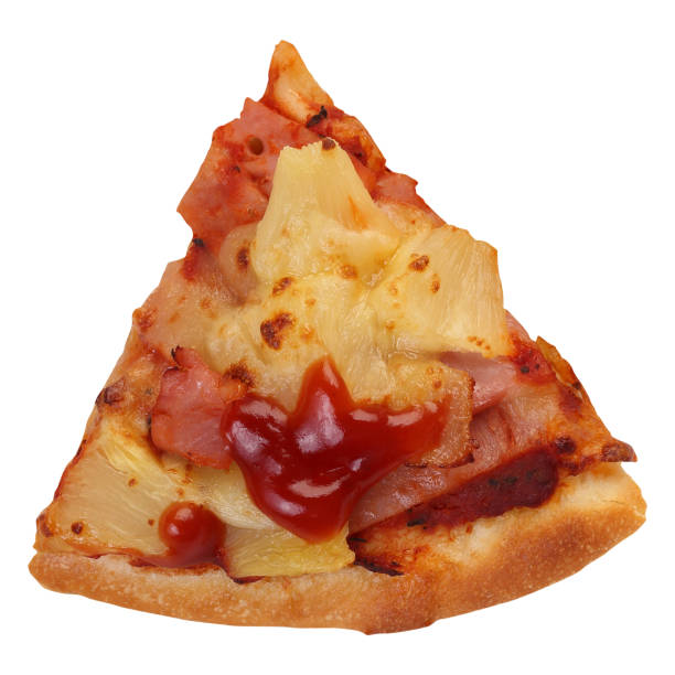 istock Slice hawaiian pizza with tomato sauce on top 1465180950