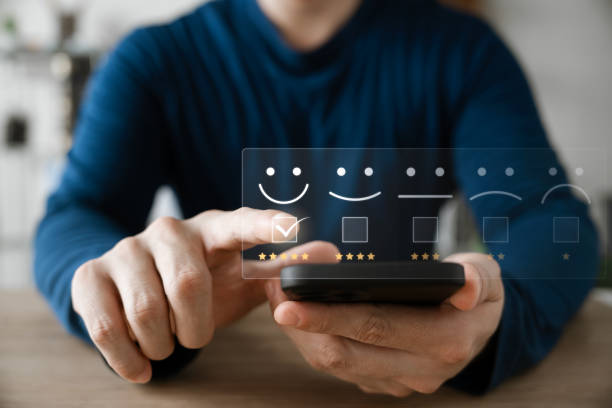 istock Customer Satisfaction Survey Concept, Users Rate Service Experiences On Online Application, Customers Can Evaluate Quality Of Service Leading To Business Reputation Rating. 1465188588