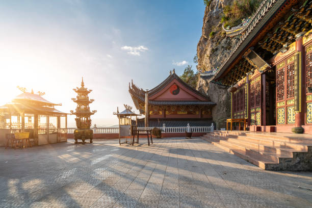 chinese buddhist historical ancient building scene