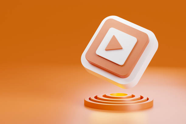 3D rendering of internet icon on podium