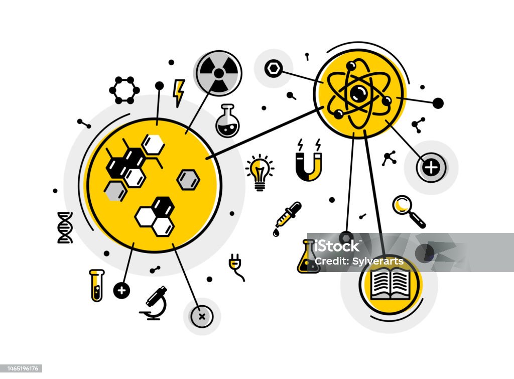 Absortpiton Science Drawing Physics And Chemistry Abstract Science Vector Outline Illustration ...
