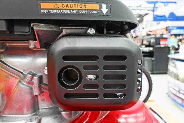 Knalpot mesin pemotong rumput foto stok