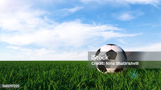 istock Soccer Ball On The Field. Sport Content - 3D Illustration 1465197225