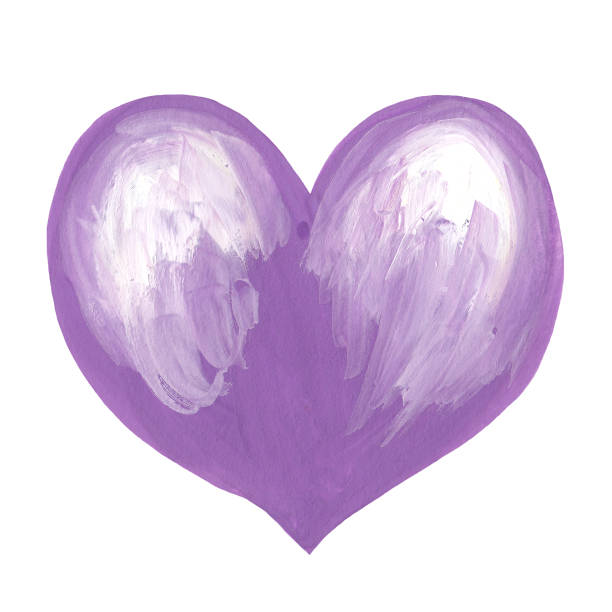 istock light purple heart isolated on white background. raster hand drawn pastel purple heart with gouache in realistic style 1465210721