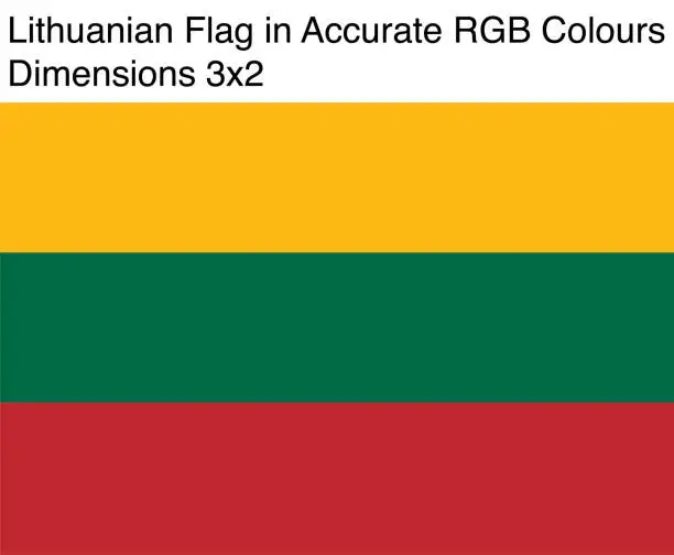 Vector illustration of Lithuanian Flag in Accurate RGB Colors (Dimensions 3x2)