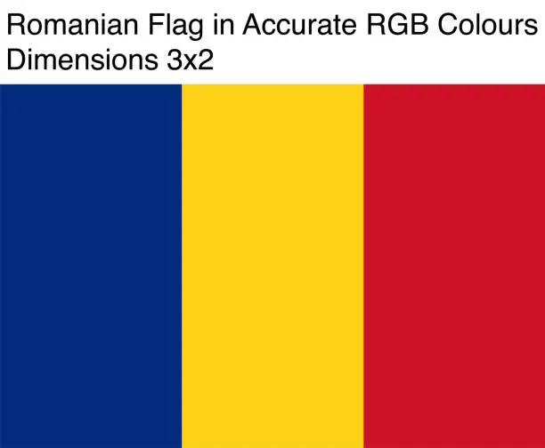Vector illustration of Romanian Flag in Accurate RGB Colors (Dimensions 3x2)