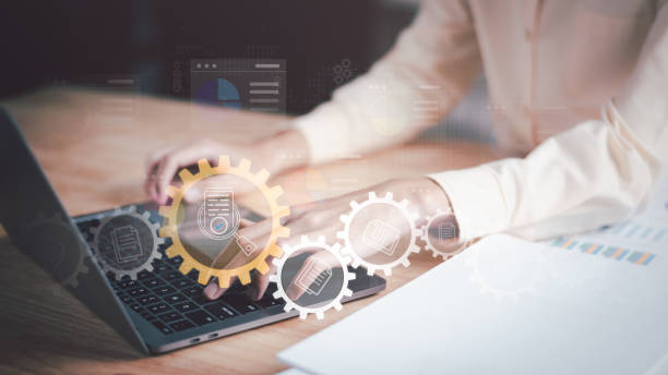 istock Businessman Audit documents, quality assessment management With a checklist, business document evaluation process, market data report analysis and consulting, review process correctness of document 1465211982
