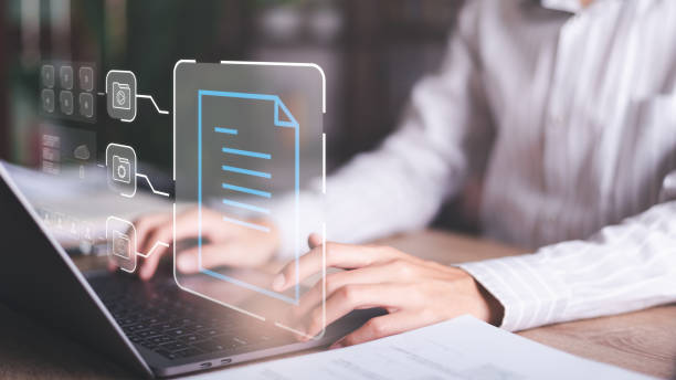 istock Businessman Audit documents, quality assessment management With a checklist, business document evaluation process, market data report analysis and consulting, review process correctness of document 1465213972