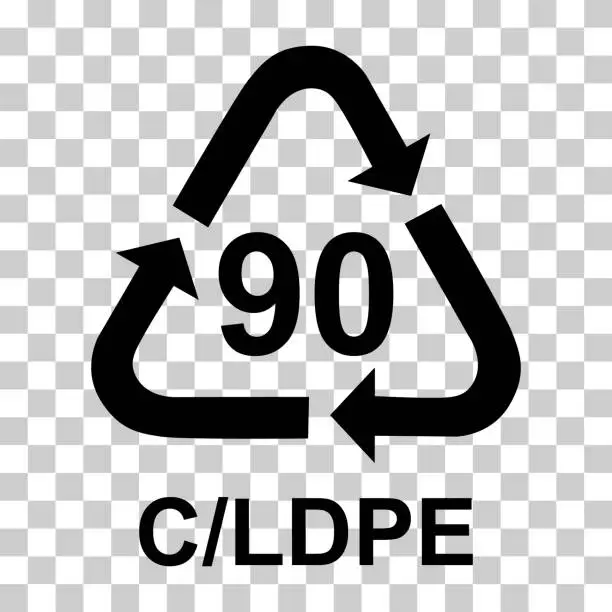 Vector illustration of Composite symbol, ecology recycling sign isolated on white background. Package waste icon