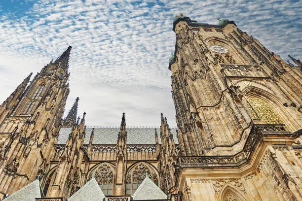 Towers of the Cathedral of Saints Vitus in Prague.