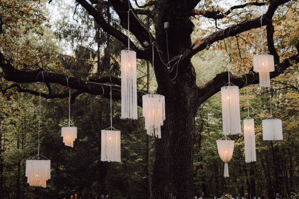 istock Beautifully designed wedding ceremony in the forest 1465221153