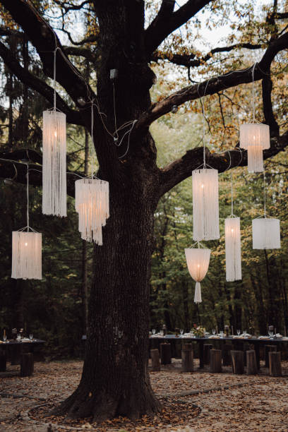 istock Beautifully designed wedding ceremony in the forest 1465221192