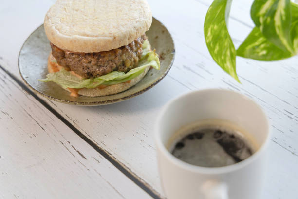 istock Lunch with hamburgers and coffee 1465221264