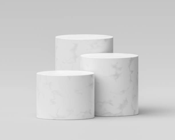 istock Abstract white marble podium stone isolated on modern 3d background with product display platform stand presentation concept or empty natural rock stage and blank minimal advertising show sale studio. 1465221288