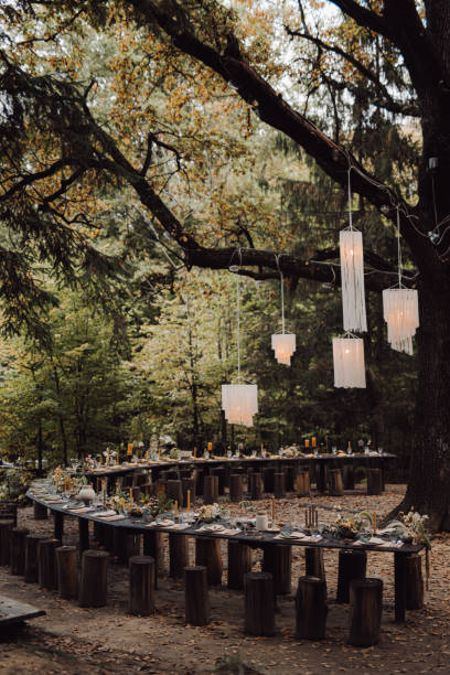 istock Beautifully designed wedding ceremony in the forest 1465221291