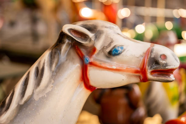 istock Selective focus shot of a weathered horse sculpture 1465223229