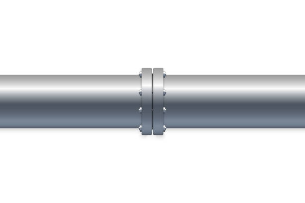 3d realistic pipe with piping system 3d realistic pipe with piping system. Vector illustration pvc flange stock illustrations